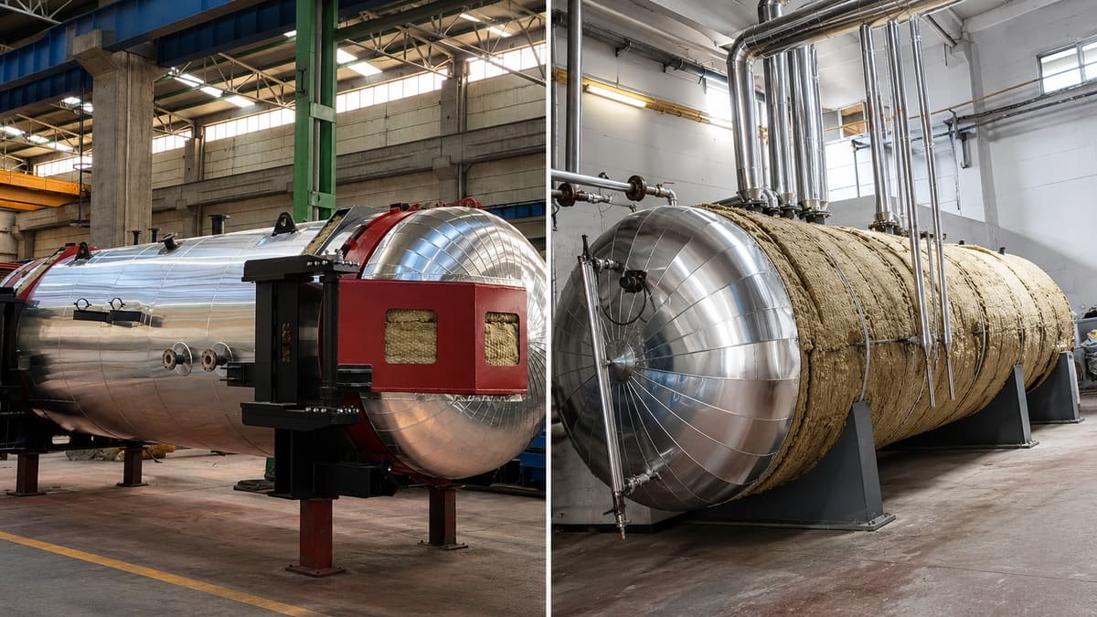 Metal dış kaplamalı endüstriyel tank ve boru destekleri